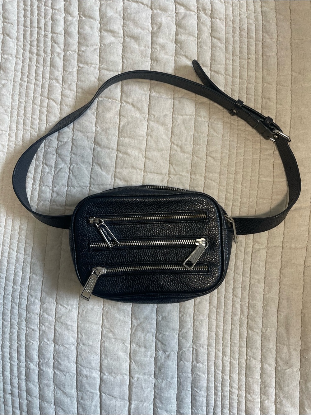 Rebecca Minkoff Black Leather Triple-Zip Belt Bag